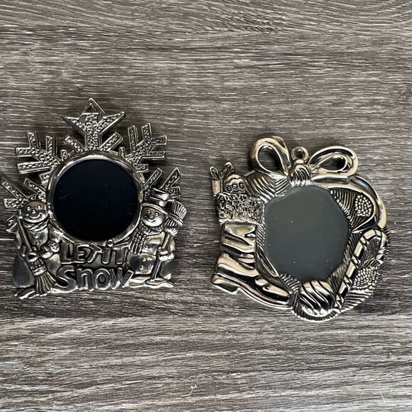 Gorham Vintage Silver Plated Picture Frame Christmas Ornaments Set of 2 - Picture 1 of 8